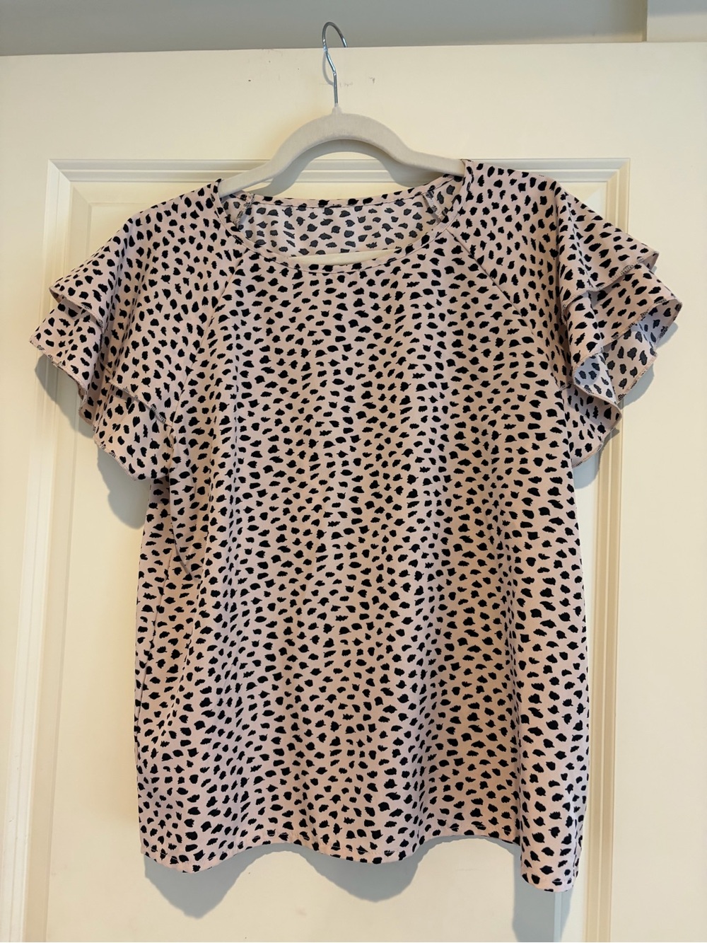 Ruffle Sleeve Pink Spot Blouse